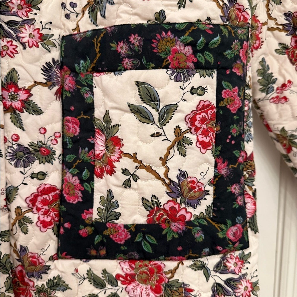 NWT Rhode Emil Jacket Quilted Black Pink Floral Button Coat Small - Picture 8 of 11